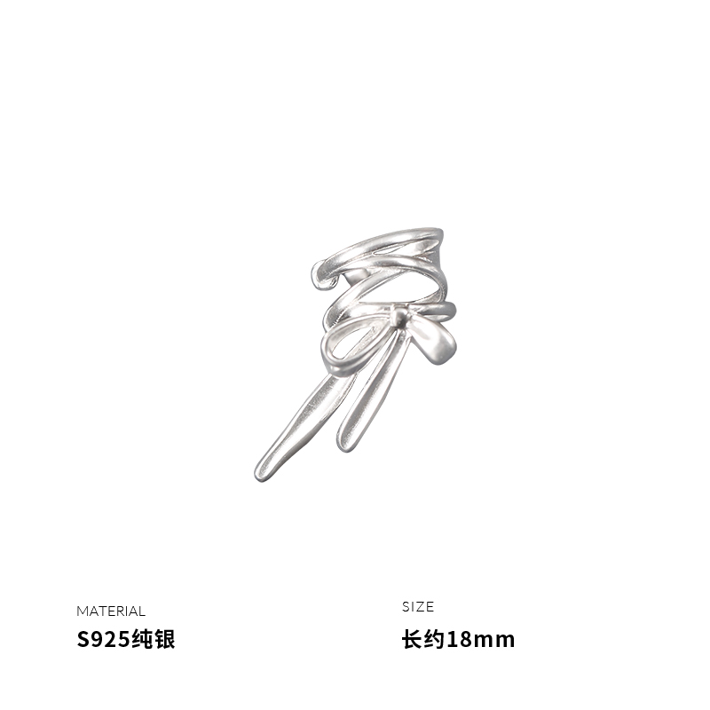 925纯银无耳洞福利蝴蝶结多层耳夹女小众设计耳钉耳环耳饰送女朋友老婆情人节七夕生日礼物