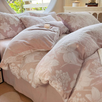 花牛奶绒床上四件套新款冬季加厚珊瑚绒床单被套罩床上用品