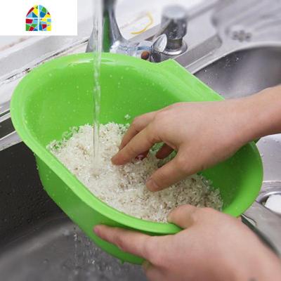 创意水洗菜盆挂式淘米萝果蔬篮 多功能塑料沥水洗菜篮子收纳篮 FENGHOU 白色