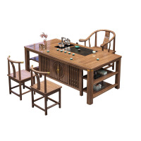 戴劲 茶台茶具套装一体禅意茶几茶桌椅组合泡茶台1.28似锦+围椅+2月牙
