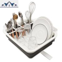 可折叠晾碗架碗碟篮架带排水板厨房餐具放碗筷沥水架洗菜篮收纳架 三维工匠