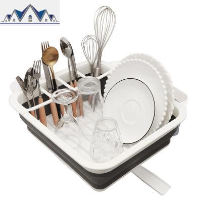 可折叠晾碗架碗碟篮架带排水板厨房餐具放碗筷沥水架洗菜篮收纳架 三维工匠