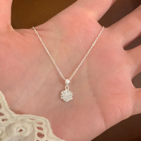 纯银锆石花朵吊坠项链高级感轻奢小众配饰女锁骨链2025新款潮送女朋友老婆情人节七夕生日礼物