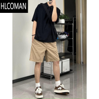 HLCOMANARNINGR 夏季简约纯色百搭工装短裤男日系宽松休闲直筒运动裤