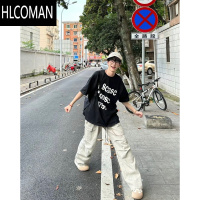 HLCOMAN300g美式复古高街风短袖T恤男夏季小众设计感字母印花上衣潮
