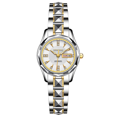 威顿(VEADONS)机械表手表女士时尚潮流简约防水夜光双历女士手表全自动机械表女表