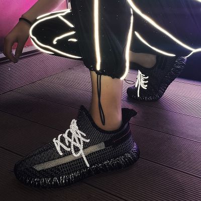 珂卡慕(KEKAMU)2020新款男鞋韩版潮流运动鞋休闲男士网面鞋子男跑步潮鞋5008黑色(鞋带夜光)39