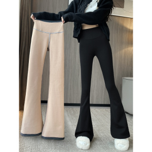 加绒喇叭鲨鱼裤女外穿秋冬款新款高腰收腹提臀打底微喇瑜伽裤