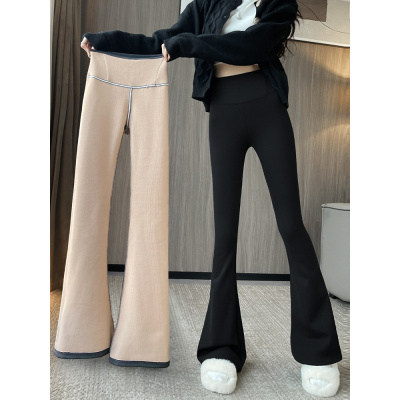 加绒喇叭鲨鱼裤女外穿秋冬款新款高腰收腹提臀打底微喇瑜伽裤