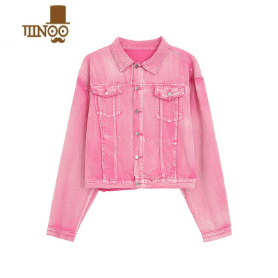 YANXU 小众感牛仔夹克外套宽松做旧复古薄款直筒裤一套