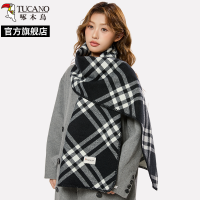 啄木鸟2025年新款氛围感黑白双面围巾女冬季高级感格子保暖披肩男