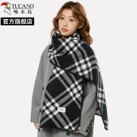 啄木鸟2025年新款氛围感黑白双面围巾女冬季高级感格子保暖披肩男