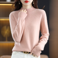 无缝一线成衣羊毛衫女士半高领羊毛打底衫时尚百搭保暖毛衣女_1