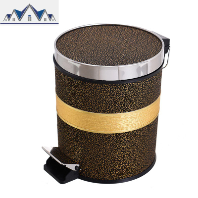 欧式创意垃圾桶带盖家用客厅卧室卫生间厨房大号缓降脚踏式垃圾桶 三维工匠