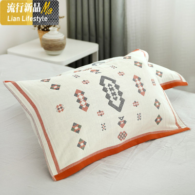 特价棉纱布枕巾一对日系棉四层加厚枕头巾男女学生枕头巾三维工匠