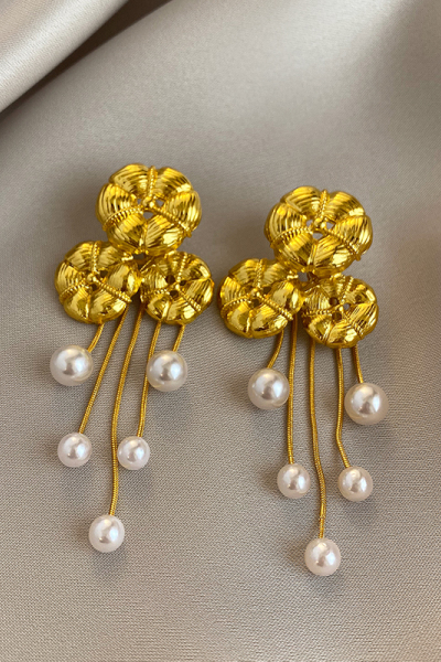 欧美个性设计感耳环女小众气质珍珠花朵流苏长款吊坠耳饰2025新款送女朋友老婆情人节七夕生日礼物