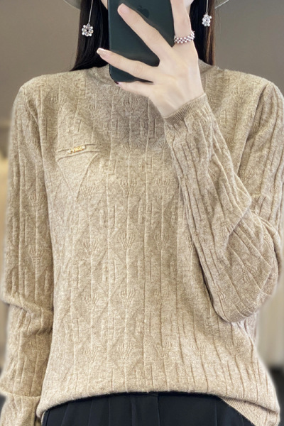 女装半高领安迪绒针织衫秋冬软糯毛衣女小众时尚感外穿长袖打底衫