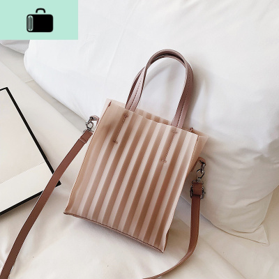 高级感包包洋气女包2020春夏新款大容量斜挎包果冻条纹单肩手提包NEW LAKE