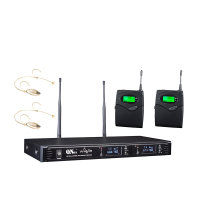 启诺 QN-MW269H 无线一拖二头戴式麦克风 真分集便携头戴麦克风 黑色 套