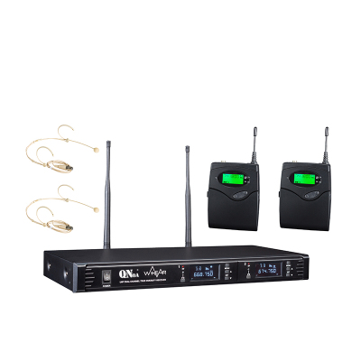 启诺 QN-MW269H 无线一拖二头戴式麦克风 真分集便携头戴麦克风 黑色 套