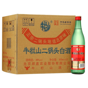 牛栏山二锅头 绿瓶口粮酒 绿牛二 清香型 白酒 46度 500ml*12瓶 整箱装