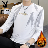 花花公子新款高品质2166加绒卫衣男加绒加厚潮流印花套头青少年冬季打底衫男