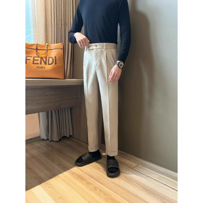 秋冬毛呢垂感西裤九分裤男士直筒休闲西裤男