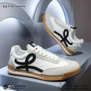 La Chessiers阿甘鞋男2025新款韩版潮流男鞋百搭运动休闲板鞋革面潮鞋