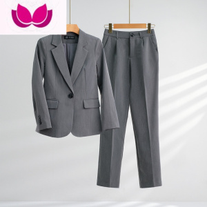 七斓灰色西装外套女韩版修身短款小个子气质正装职业装套装工作服