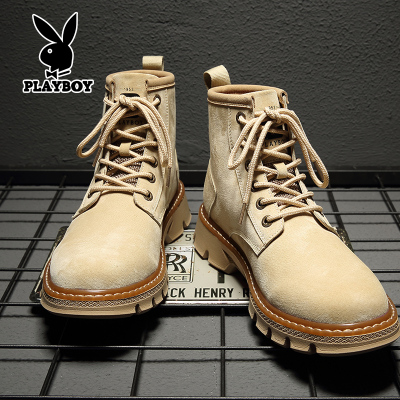 精选特卖厂家直营-花花公子马丁靴男春季靴子男高帮工装鞋休闲鞋中帮英伦风男鞋
