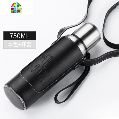 全钢大容量保温杯男女便携水杯茶杯子大号户外水壶1.2L送皮套 FENGHOU 雾灰1200ML送皮套