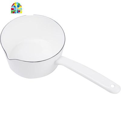 丨15cm日式奶锅 宝宝辅食锅 奶锅 单柄锅 泡面锅1.2L FENGHOU 白色