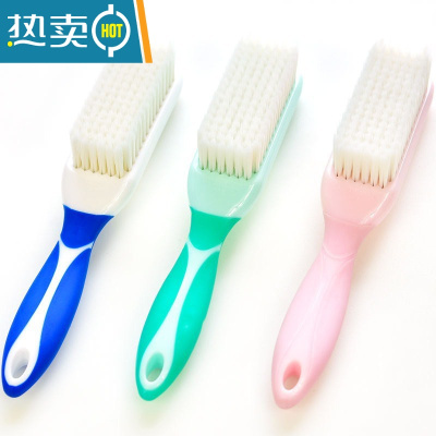 敬平鞋刷子多功能家用耐用加长柄软毛鞋刷洗衣服洗鞋刷不伤鞋宿舍器 梦幻蓝+清新绿+樱花粉(共3支)
