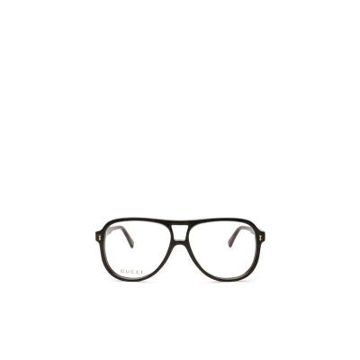 古驰(GUCCI)女士太阳镜椭圆框透明平光镜休闲百搭配饰透明色镜片 黑色