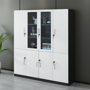 东升顺办公室书柜木质文件柜资料档案柜储物柜带锁柜子板式书架带玻璃门