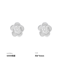 999纯银耳钉女耳环耳饰小众设计复古山茶花学生轻奢新款送女朋友老婆情人节七夕生日礼物