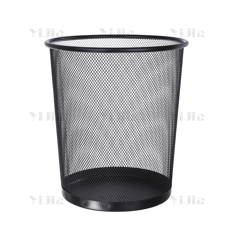 翌嘉YJ4022202网状圆形垃圾桶铁艺垃圾篓无盖纸篓 黑色中号