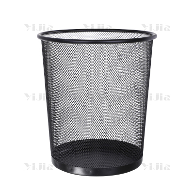 翌嘉YJ4022202网状圆形垃圾桶铁艺垃圾篓无盖纸篓 黑色中号