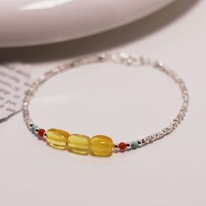 碎银几两手链纯银轻奢高级感小众碎银子送闺蜜简约随形蜜蜡手串女送女朋友老婆情人节七夕生日礼物