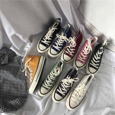 Ideamini韩国万年经典款复古高帮帆布鞋女韩版潮学生情侣款休闲布鞋