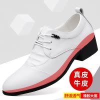 商务皮鞋男新款手工真皮休闲男鞋尖头牛皮鞋增高鞋子外贸