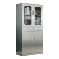 豪利特不锈钢文件柜档案柜资料柜储物柜器械柜仪器柜201全不锈钢二斗柜