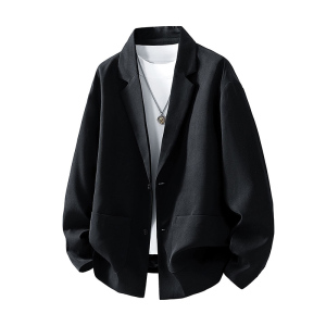 啄木鸟2025新款秋冬季高端商务休闲西装外套男士黑色西服夹克K