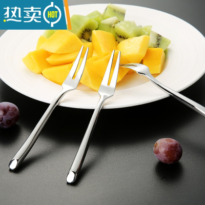敬平酒店餐厅实心加厚不锈钢西餐叉小号叉子果签甜品水果叉3只装 水果叉(3只装)