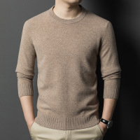 濮院羊毛衫工厂冬季厚款435克羊毛衫男全羊毛圆领纯色毛衣男打底