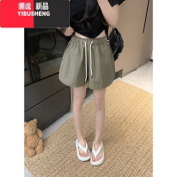 YIBUSHENG慵懒运动休闲裤女季新款沙滩短裤宽松阔腿裤高腰抽绳热裤子ins