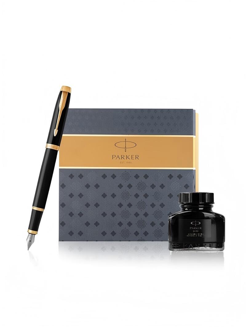派克(PARKER)钢笔签字笔 七夕礼物 教师节礼物 AI定制贺卡 IM丽雅黑金夹墨水笔+墨水礼盒