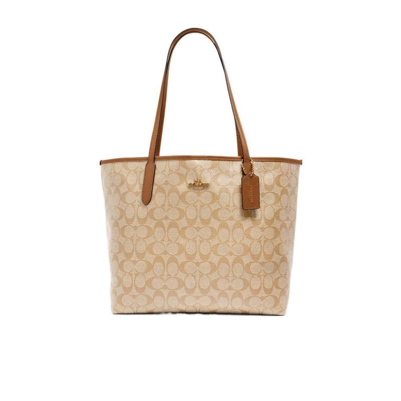 COACH大号徽标手提包女33X16X29CM内部拉链口袋