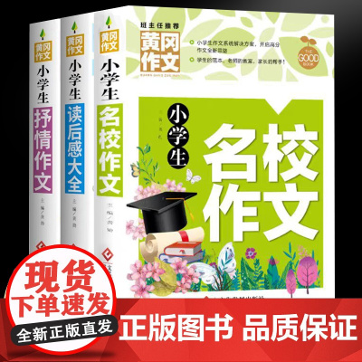 黄冈作文-小学生作文(全3册)名校+抒情+读后感大全 名师名校班主任一二三1-2-3年级语文作文8-9-10岁适用提升阅