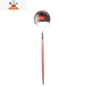 净之居樱花粉色刀叉勺筷不锈钢餐具三件套装筷子勺子叉子便携可爱 敬平 粉银 主餐勺